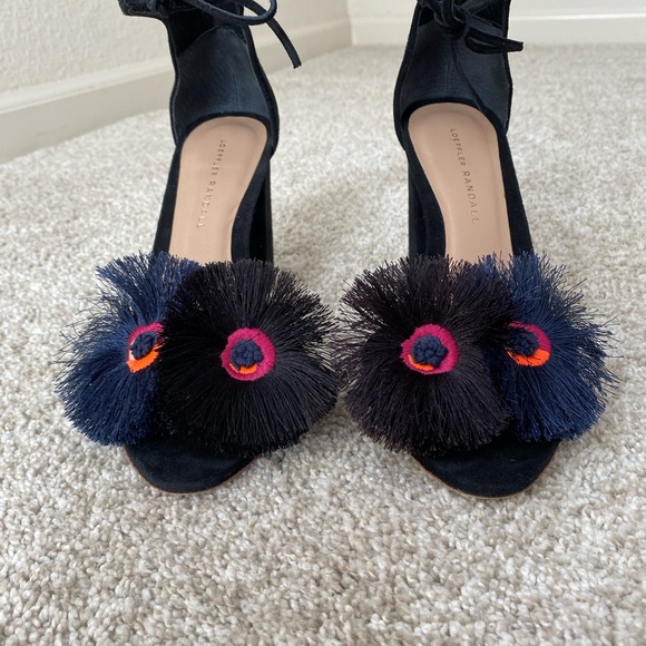 Womens Loeffler Randall size 7.5 black and blue flower Virginia sandal heel GUC - Picture 13 of 14